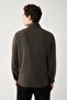 Men's Anthracite Basic Mock Neck Fleece Cardigan E001069 - 4