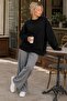 Black Crew Neck Oversize Women's Knitwear Sweater - 2