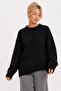 Black Crew Neck Oversize Women's Knitwear Sweater