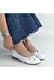 White Genuine Leather Women's Ballerinas - 4