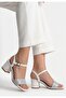 White Glitter Women's Heeled Sandals - 3