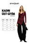 Enissia women's deep v-neck stretch fabric body-fitting burgundy blouse - 7