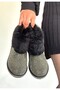 Black Suede Silver Bead Embroidered Women's Flat Boots - 3