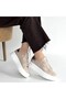 Beige Patent Leather Lace-Up Women's Sports Shoes - 4