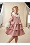 Girl's Collar and Sleeves White Fur Stamp Coat - 3