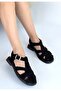 Black Suede Women's Flat Sandals