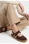Brown Suede Velcro Women's Ballerinas - 2