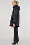 Faux Leather Coat with Belt Loop Black - 4