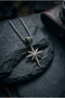 Handcrafted Stainless Steel Chain Men's Necklace with Compass and North Star Motifs