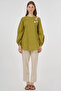 Floral Appliqued Cotton Blouse Khaki - 3