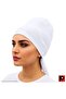Women's White Color Stitched Combed Cotton Bonnet Scarf Shawl Hijab Bonnet
