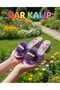Purple Slippers with Broken Glass Design and Children's Character, Heelled Slippers