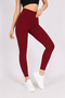 Ribbed, Fleece-Lined, High Waist Shaping Leggings Bordo - 2