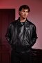 High Collar Oversize Men's Leather Jacket - 2
