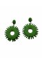 Green Sun Patterned Straw Earrings - 6