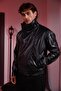 High Collar Oversize Men's Leather Jacket - 3