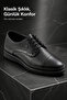 Men's Black Leather Classic Shoes Comfortable for Daily and Office Use