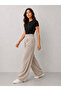 Pleated Elastic Waist Palazzo Women's Fabric Trousers - 7