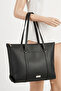 Large Black Women's Shoulder Bag with Ring Detail Straps EN42 BOY32 - 2