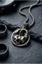 Capricorn Zodiac Figured Round Medallion Handcrafted Stainless Steel Chain Men's Necklace