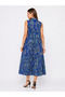 Women's Patterned Sleeveless Relaxed Fit Cotton Viscose Shirt Dress - 4