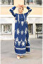 Tile Pattern Dress 4100-05 Navy Blue - 3