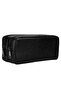Artificial Leather Double Compartment Pencil Case Black – Double Compartment Pen Holder with Internal Support - 7