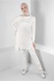 Printed Text Button Detail Sweatshirt Tunic 43348