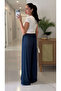 Navy Blue Satin Trousers - 261054 - 2