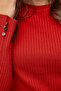 Crew Neck Corded Knitwear Blouse Red - 5