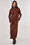 Half Turtleneck Knitwear Dress Dark Brown - 3