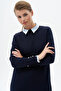 Half Turtleneck Knitwear Dress Navy Blue - 5