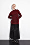 Turtleneck Striped Knitwear Sweater Burgundy Black