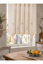 Buldan Linen Natural Lace Appliqué, Tasseled Kitchen, Bedroom and Living Room Curtain - 2