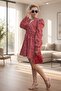 Heart Patterned V-Neck Satin Mini Dress - 4