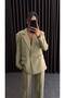 Women's Two-Piece Blazer Jacket Set Khaki Mom Fit - 6