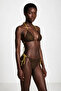 Dark Brown Knitwear Bikini Set with Accessories