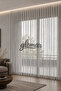 Honeycomb Patterned Gray Tulle Curtain 1/3 Sik Pleated Living Room Living Room Cornice Buttoned Ready-Made Tulle Curtain New - 3