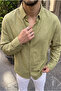 Napas Men's Oversize Linen Look Khaki Shirt