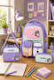 Cool School Bag Set of 3 Purple Backpack Lunch Bag Pen Holder Set Orthopedic Student - 5