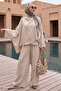 Beige Shirt Suit with Cape - 3