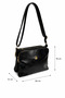 Women's Black 3-Compartment Soft Textured Leather Shoulder and Crossbody Bag with Gold Accessories and Adjustable Strap - 5