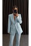 Women's Silver Detailed Classic Jacket and Trousers Set Baby Blue - 6