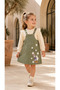Girl's Floral Printed Gabardine Gilet Dress Set – 2-Piece Set with Lace Detailed Sweatshirt - 3