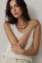 Turquoise and Coral Natural Stone Women's Necklace Set of 2 - 3