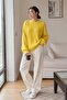 Yellow Crew Neck Oversize Women's Knitwear Sweater - 8
