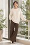 Ecru Crew Neck Oversize Women's Knitwear Sweater - 5
