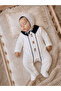 طقم بدلة للأطفال الأولاد مطرزة على شكل دب مصنوعة من القطن بنسبة 100% مع قبعة - 2