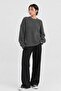 Anthracite Crew Neck Oversize Women's Knitwear Sweater - 5