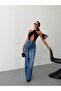 Women's High Waist Multi-Button Corset Detailed Wide Leg Jean Trousers - 6